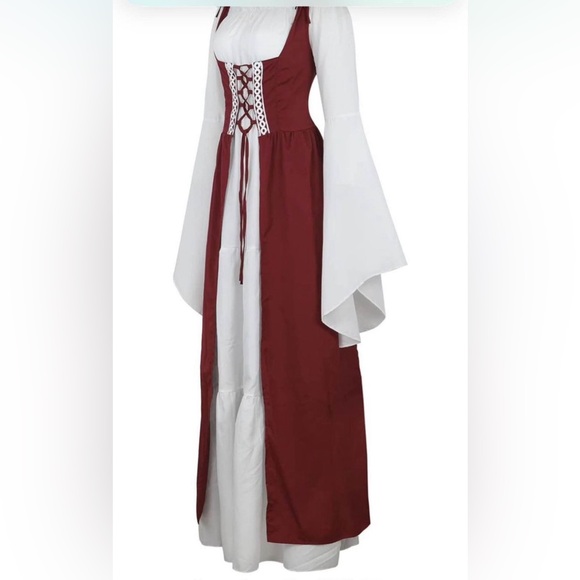 Halloween Costume Set Womens Renaissance Costume Medieval Irish Over Dress - Picture 4 of 12